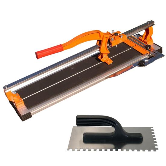 Masina de taiat gresie si faianta, aparat profesional, dispozitiv cu rulmenti, 600 mm, cu gletiera cu zimti, Richmann Exclusive