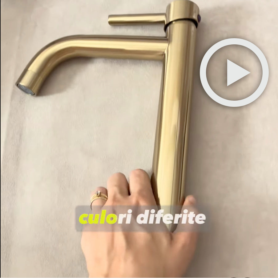 Baterie pentru lavoar slim Wasser Gold, cu montare pe blat, auriu