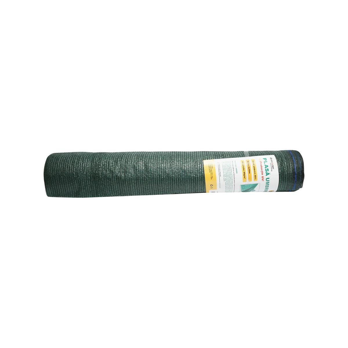 Plasa umbrire 85% latime 2M si lungime 50M verde din polietilena cu protectie UV