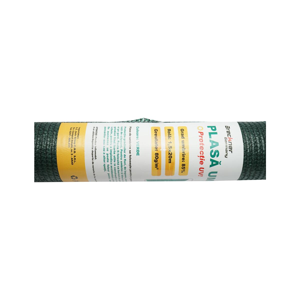 Plasa umbrire 85% latime 1.5M, lungime 20M verde din polietilena cu protectie UV
