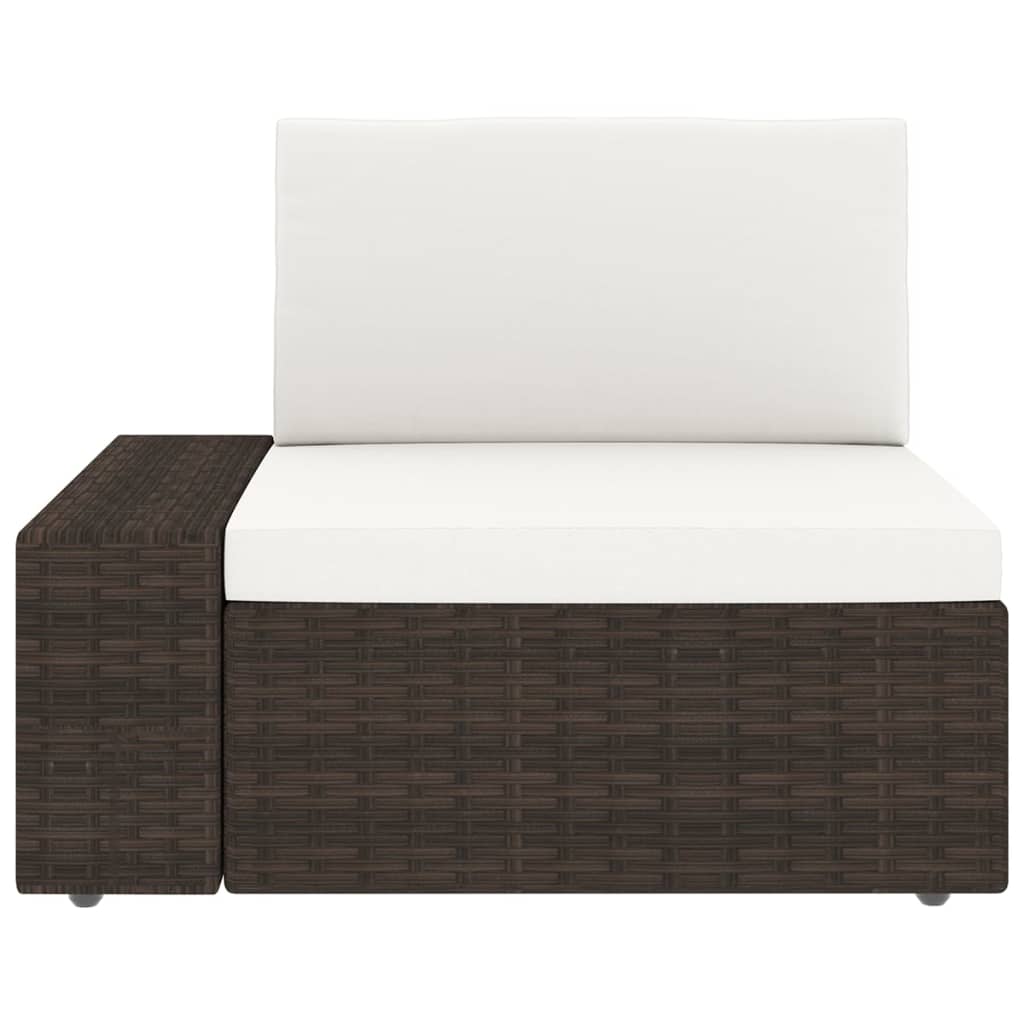 Set mobilier de gradina cu perne, 14 piese, maro, poliratan