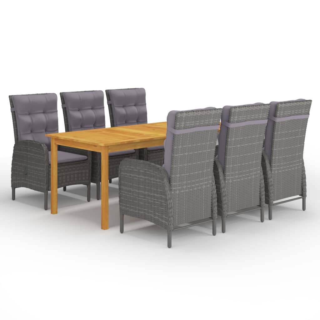 Set mobilier pentru gradina, 7 piese, gri