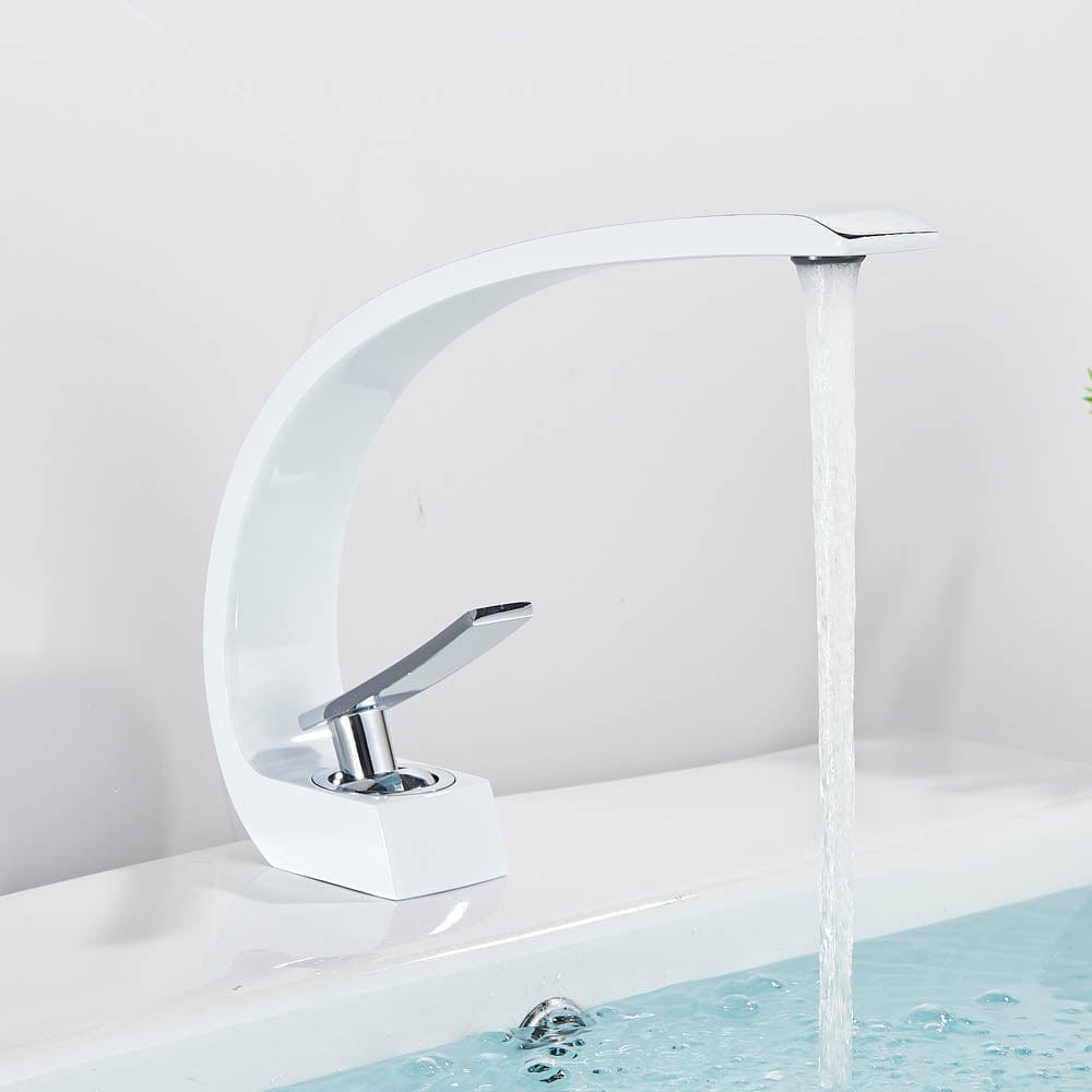 Bateria pentru lavoar, curbata in forma de C, alb