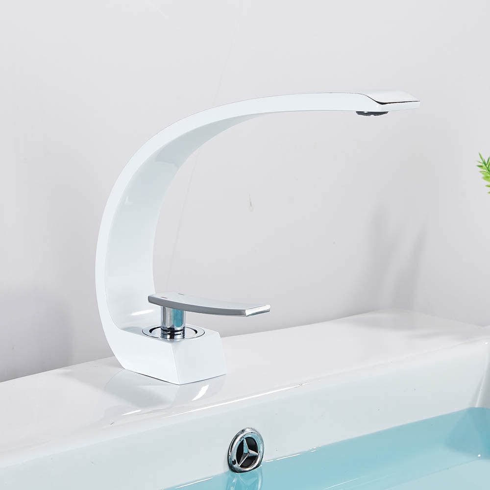 Bateria pentru lavoar, curbata in forma de C, alb