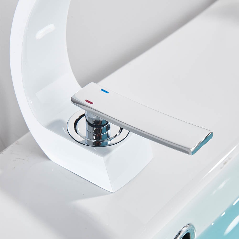 Bateria pentru lavoar, curbata in forma de C, alb