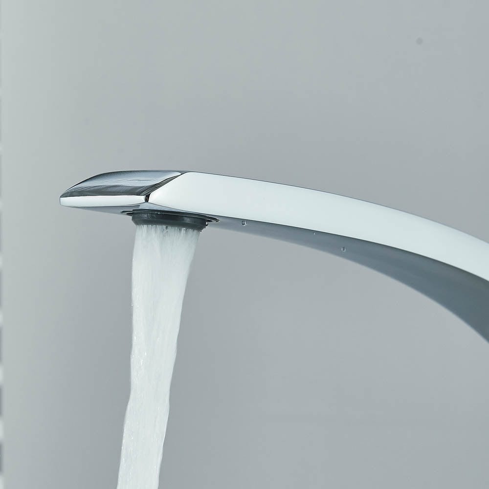 Bateria pentru lavoar, curbata in forma de C, argintiu lucios