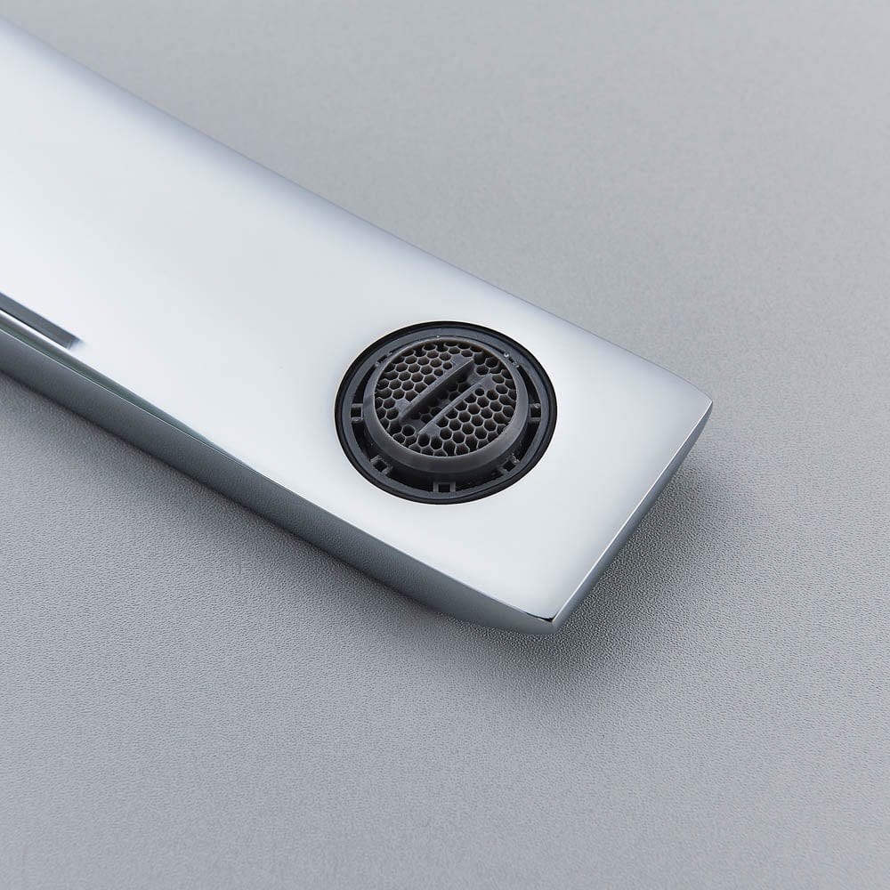 Bateria pentru lavoar, curbata in forma de C, argintiu lucios