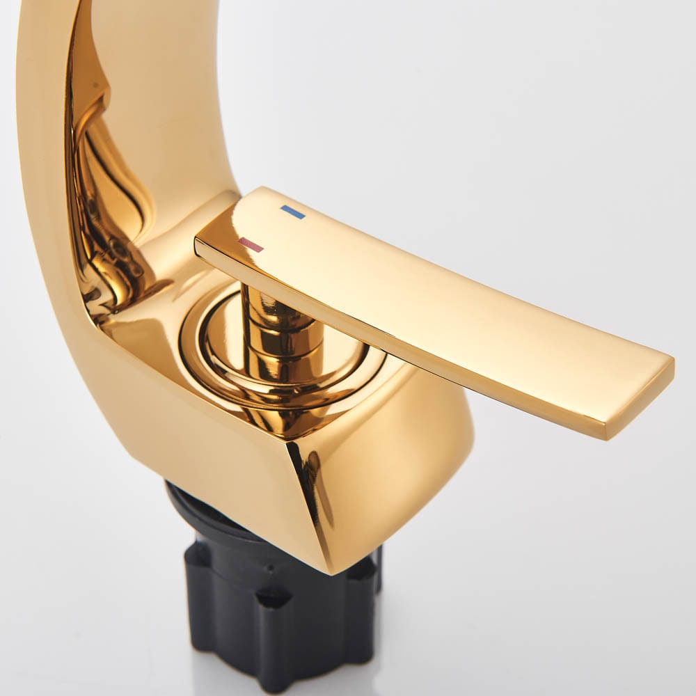 Bateria pentru lavoar, curbata in forma de C, auriu lucios