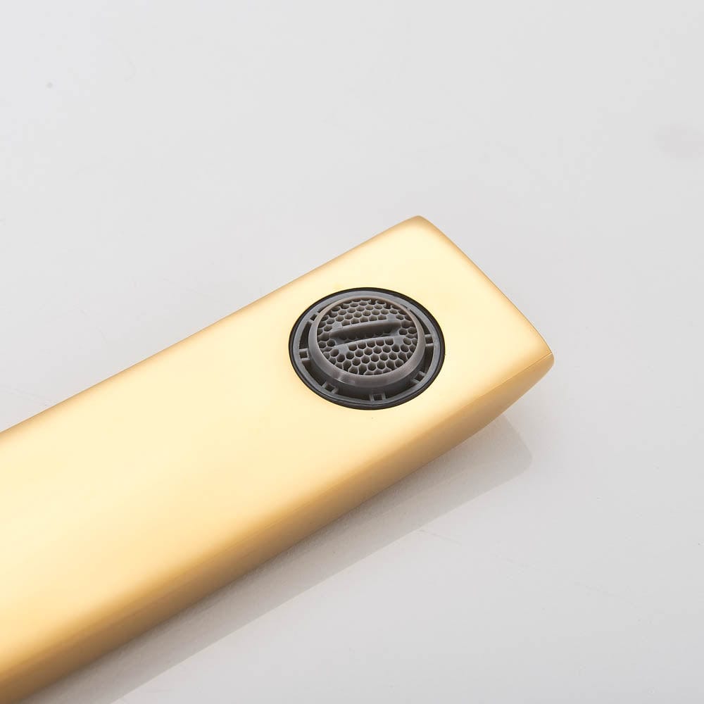 Bateria pentru lavoar, curbata in forma de C, auriu lucios