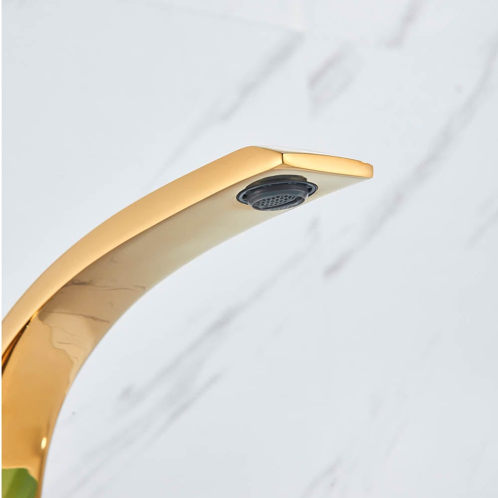 Bateria pentru lavoar, curbata in forma de C, auriu lucios