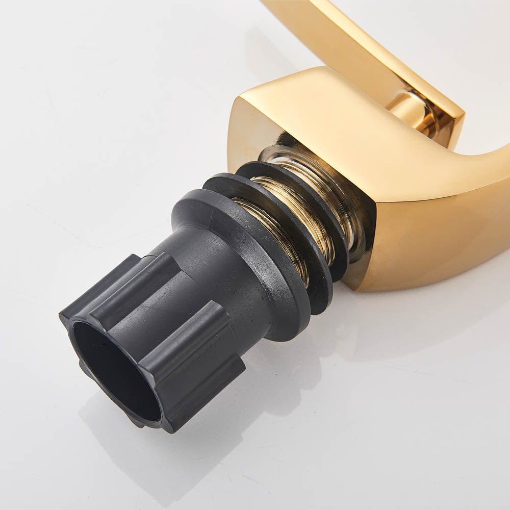 Bateria pentru lavoar, curbata in forma de C, auriu lucios