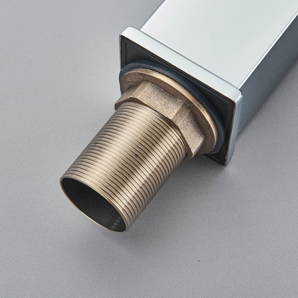 Bateria pentru lavoar, curgere tip cascada, argintiu lucios