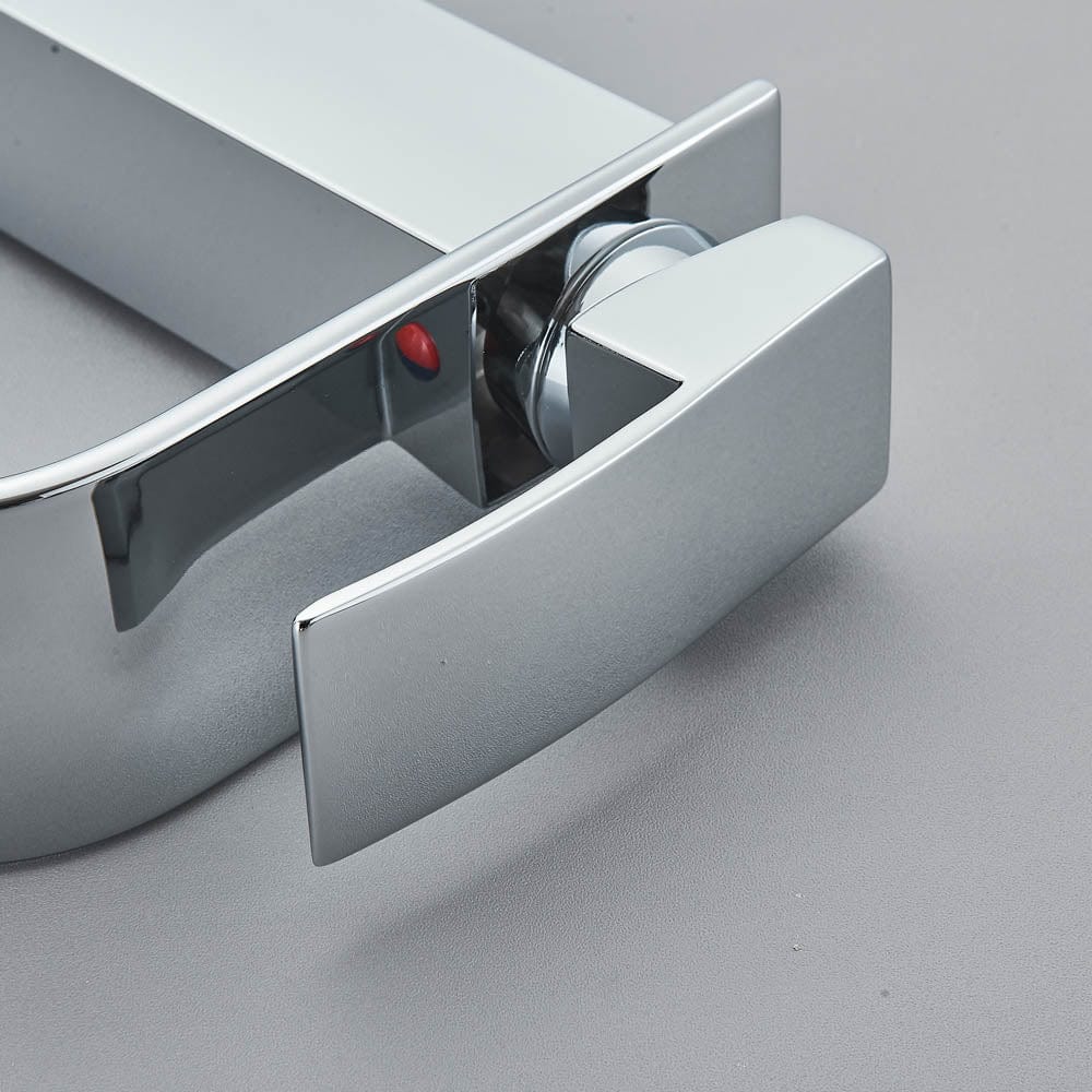 Bateria pentru lavoar, curgere tip cascada, argintiu lucios