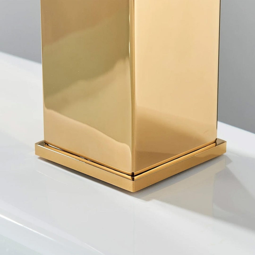 Bateria pentru lavoar, curgere tip cascada, auriu lucios