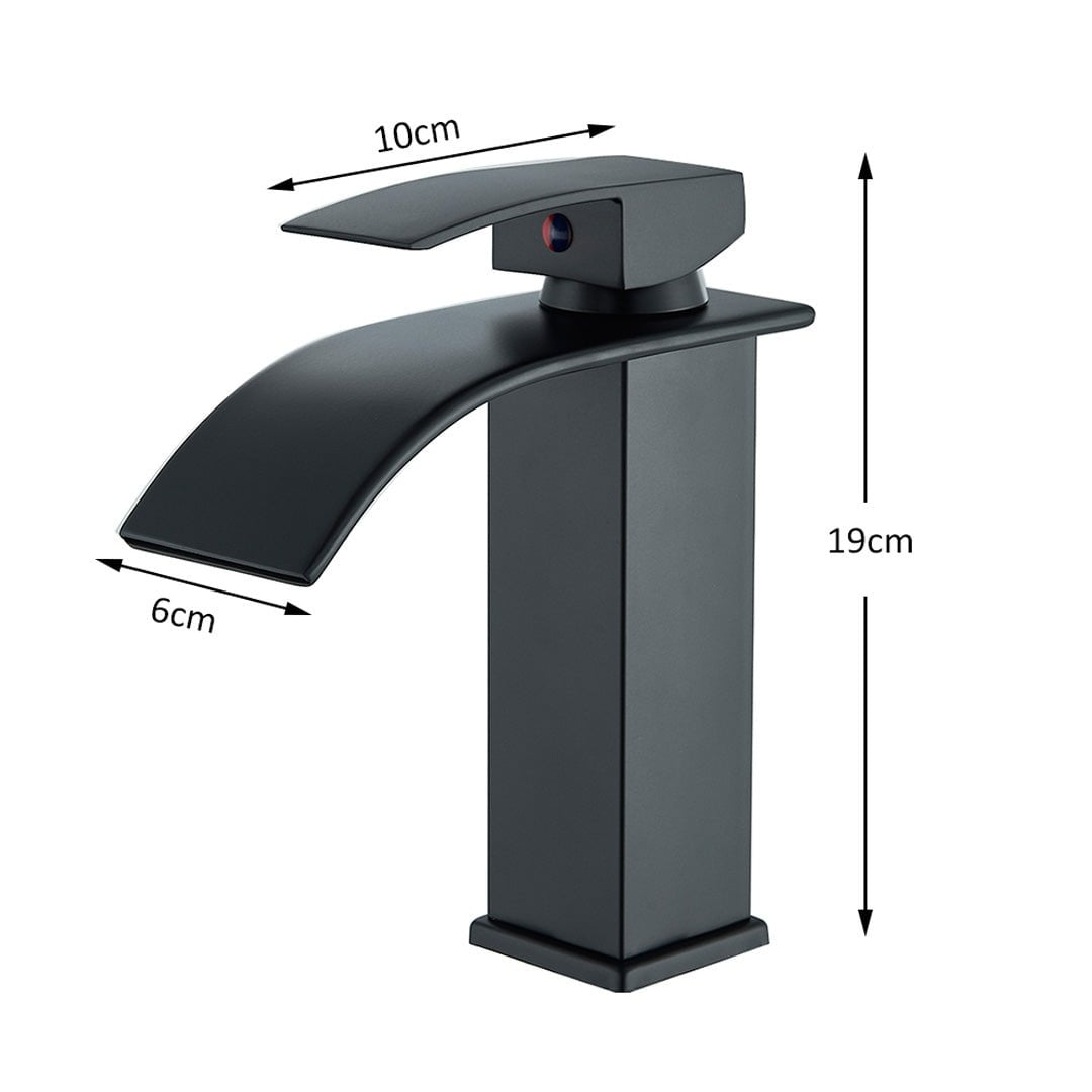 Bateria pentru lavoar, curgere tip cascada, negru mat