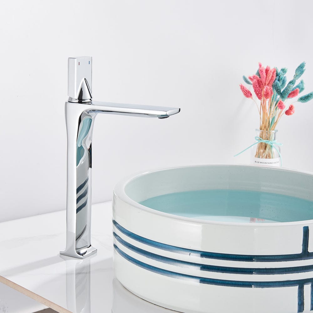 Bateria pentru lavoar slim StilVoll, cu montare pe blat, argintiu cromat