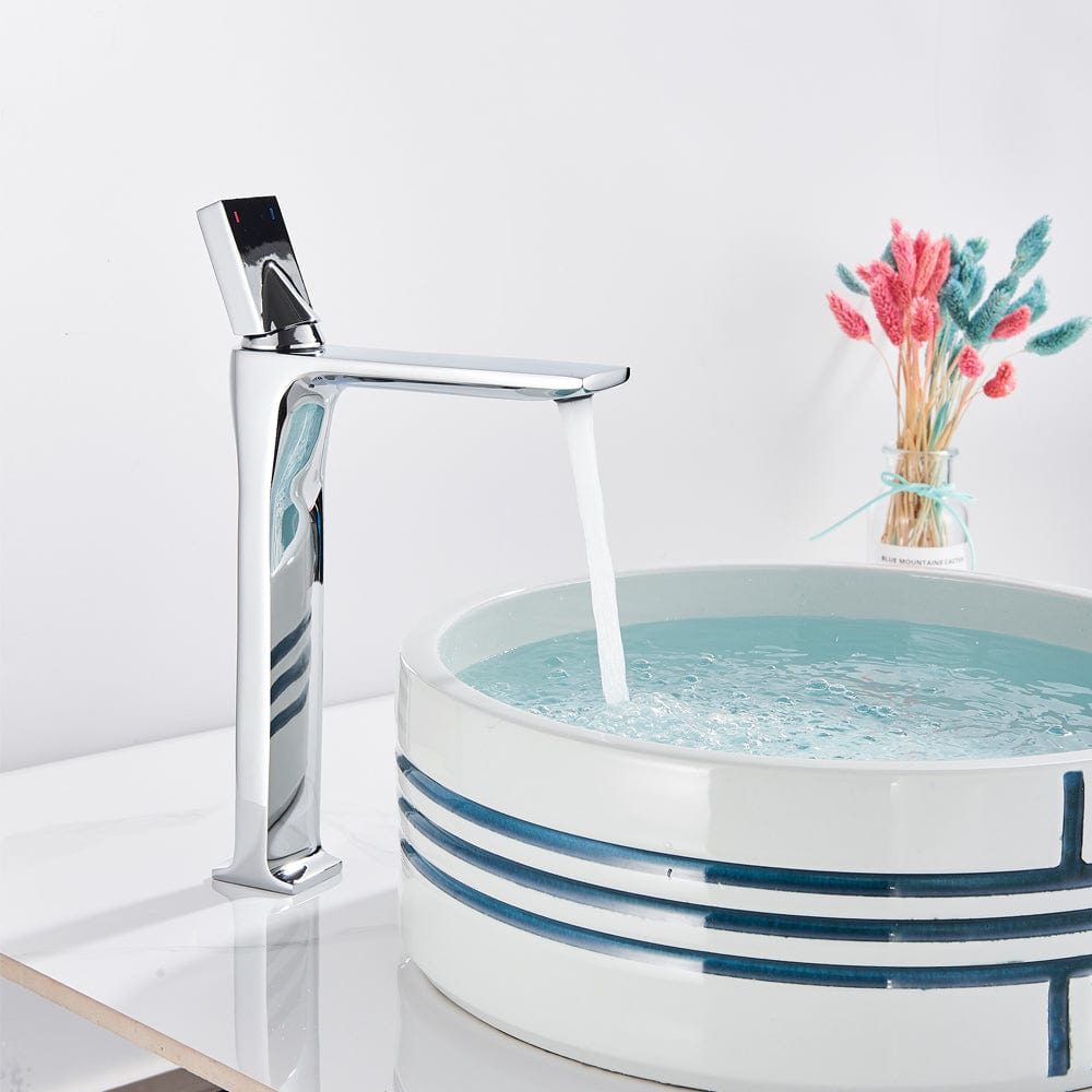 Bateria pentru lavoar slim StilVoll, cu montare pe blat, argintiu cromat