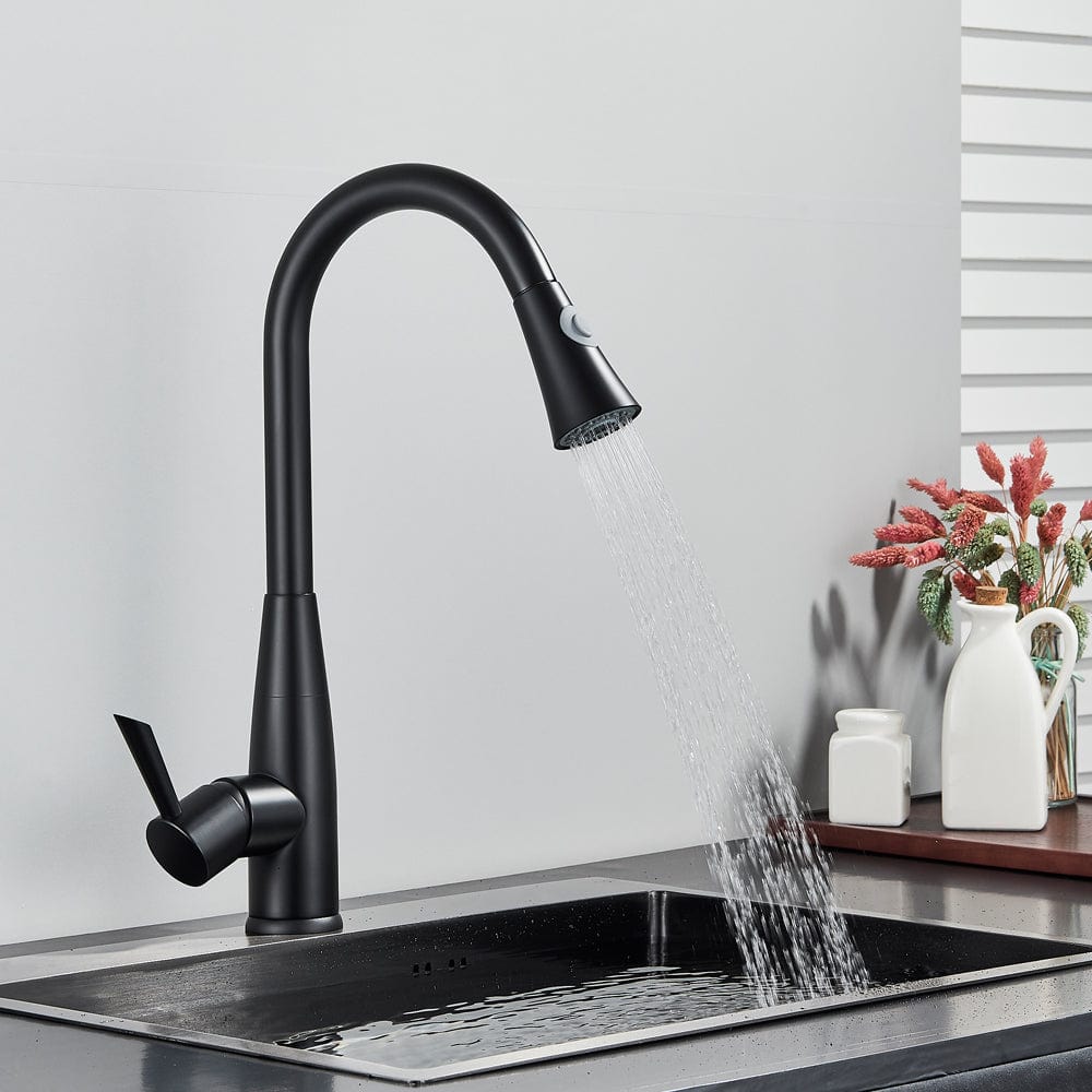 Bateria profesionala pentru bucatarie Black Trost, cu 2 tipuri de curgere, dus extractibil , senzor tactil de pornire/oprire, neagra