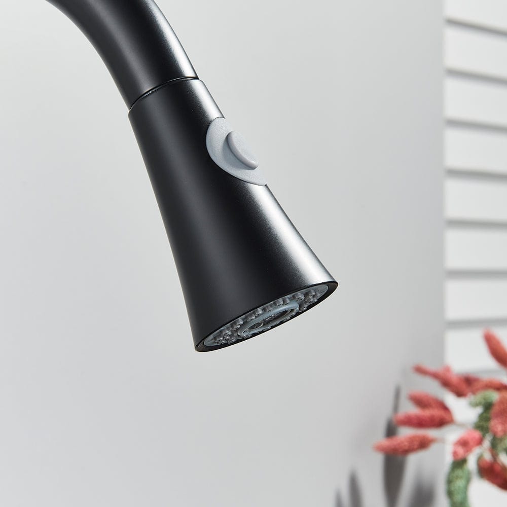 Bateria profesionala pentru bucatarie Black Trost, cu 2 tipuri de curgere, dus extractibil , senzor tactil de pornire/oprire, neagra