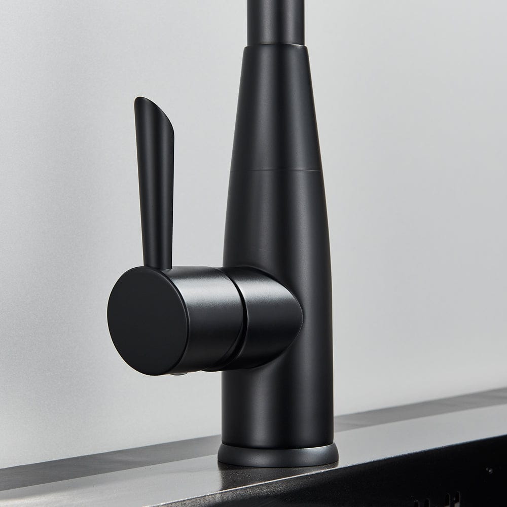 Bateria profesionala pentru bucatarie Black Trost, cu 2 tipuri de curgere, dus extractibil , senzor tactil de pornire/oprire, neagra