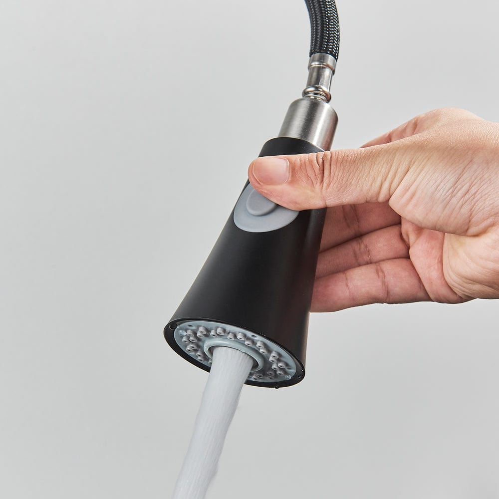 Bateria profesionala pentru bucatarie Black Trost, cu 2 tipuri de curgere, dus extractibil , senzor tactil de pornire/oprire, neagra