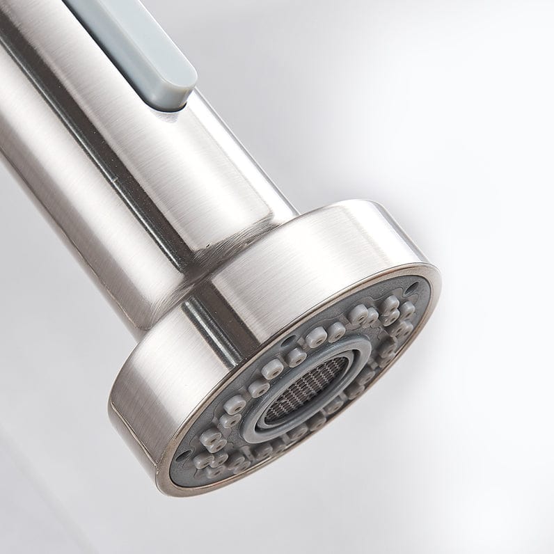 Bateria profesionala pentru bucatarie Heim Chrome, cu 2 functii de curgere, dus extractibil, senzor tactil de pornire/oprire, argintiu nichelat