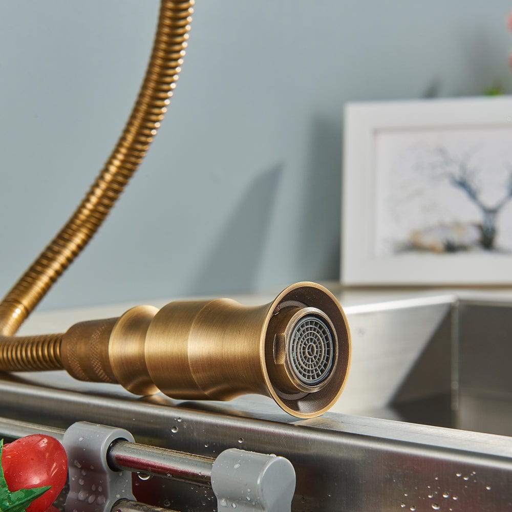 Bateria profesionala pentru bucatarie, o functie de curgere, dus extractibil, auriu antichizat