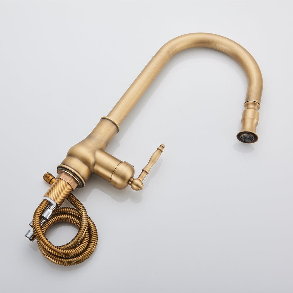 Bateria profesionala pentru bucatarie, o functie de curgere, dus extractibil, auriu antichizat