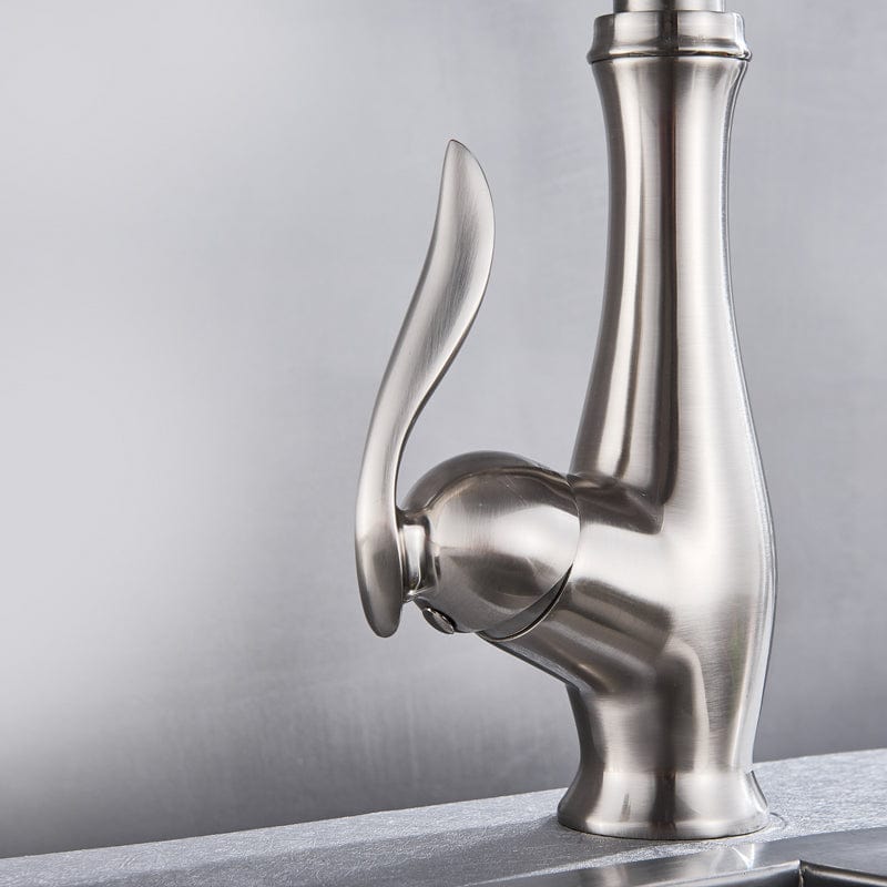 Bateria profesionala pentru bucatarie Shein, cu 2 functii de curgere, dus extractibil, argintiu nichelat