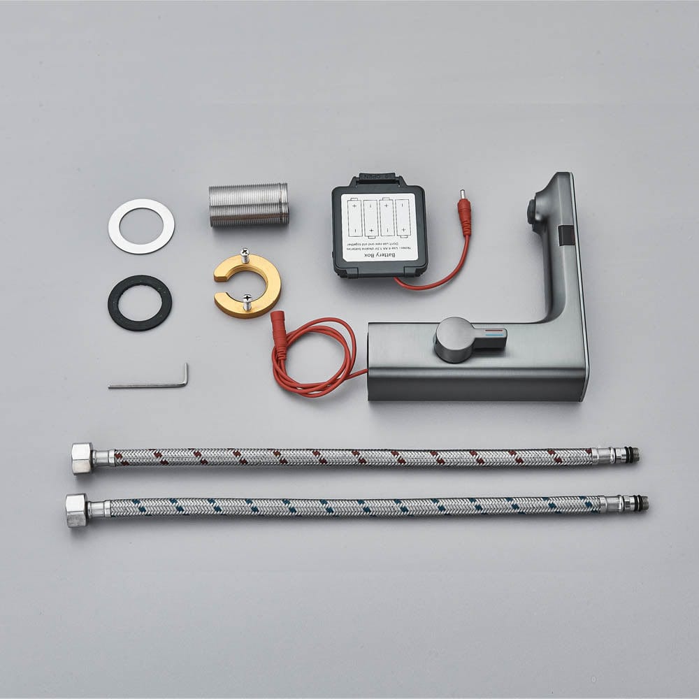 Baterie baie cu afisaj digital si senzor touchless, gri mat, cod 1476