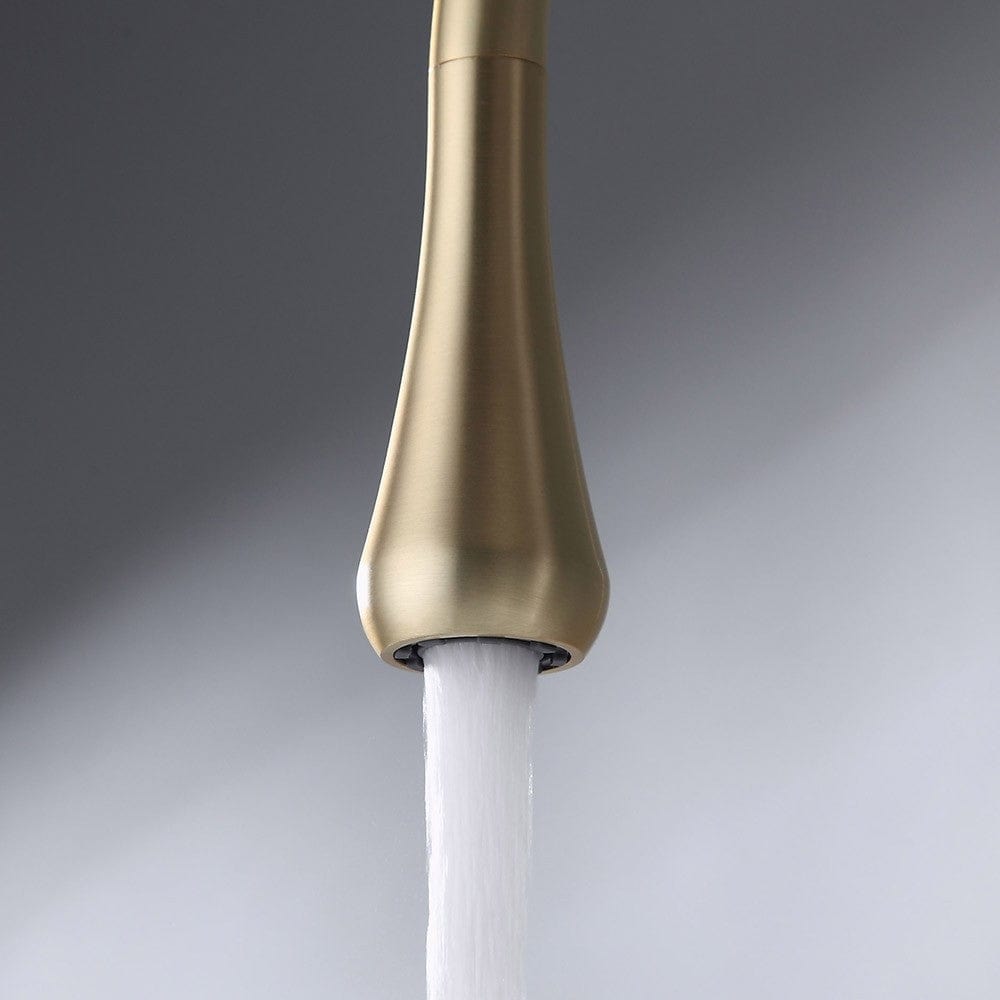 Baterie baie, inalta,auriu, cu monocomanda si pipa flexibila 360 grade, 1264