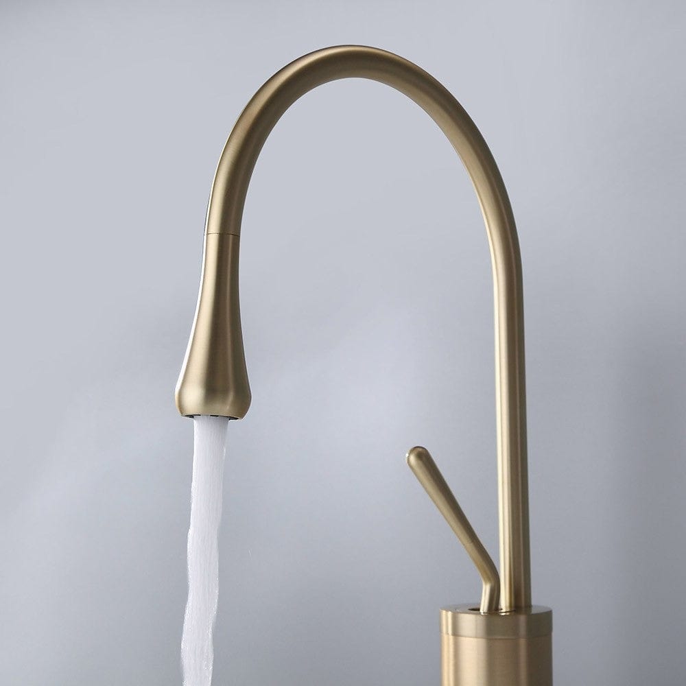 Baterie baie, inalta,auriu, cu monocomanda si pipa flexibila 360 grade, 1264