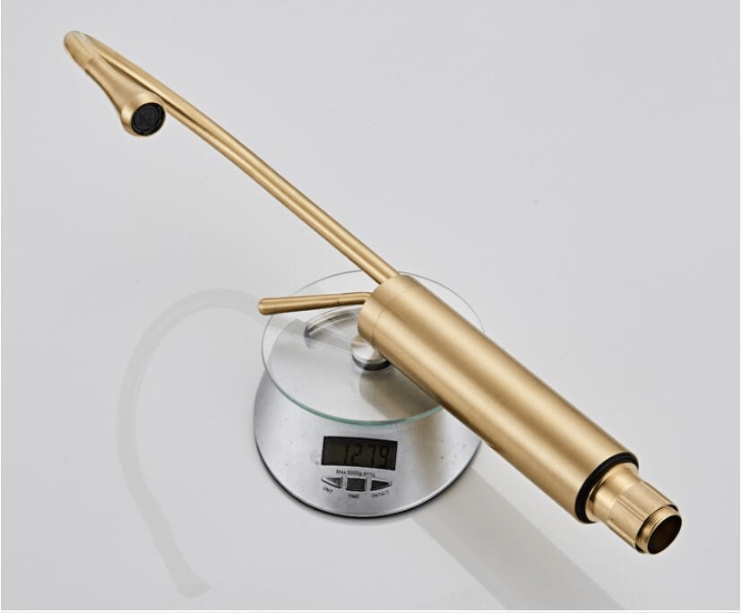 Baterie baie, inalta,auriu, cu monocomanda si pipa flexibila 360 grade, 1264