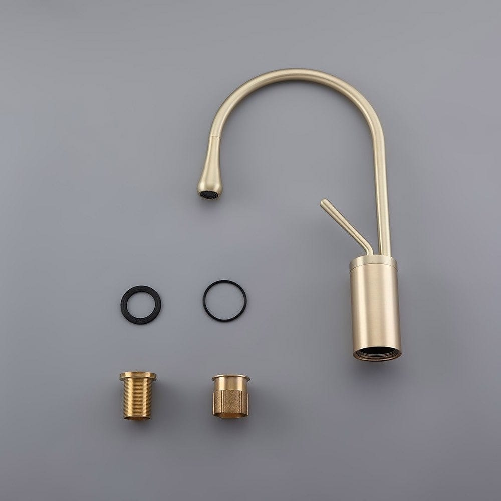 Baterie baie, inalta,auriu, cu monocomanda si pipa flexibila 360 grade, 1264