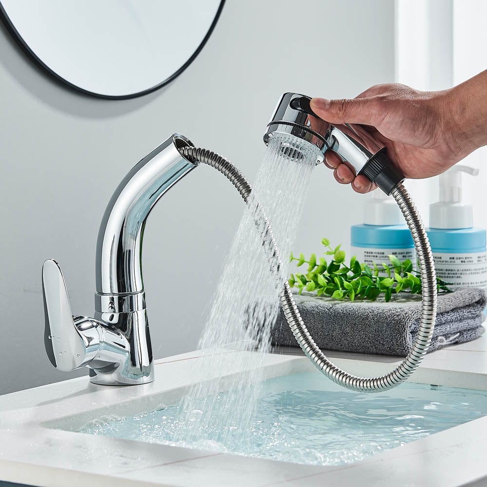 Baterie baie, model argintiu cu pipa retractabila