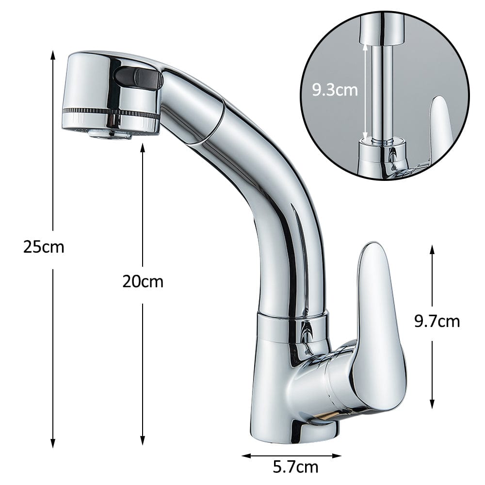 Baterie baie, model argintiu cu pipa retractabila