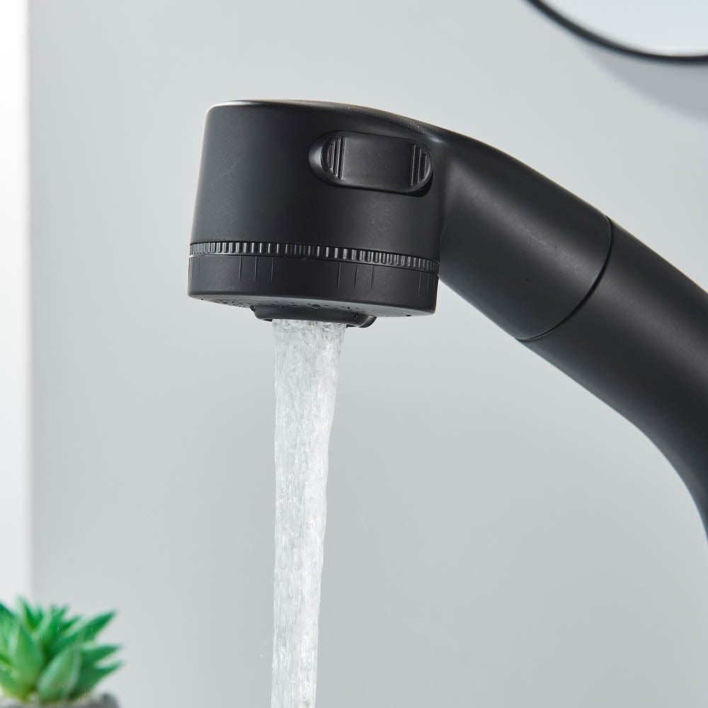 Baterie baie, model negru mat cu pipa retractabila