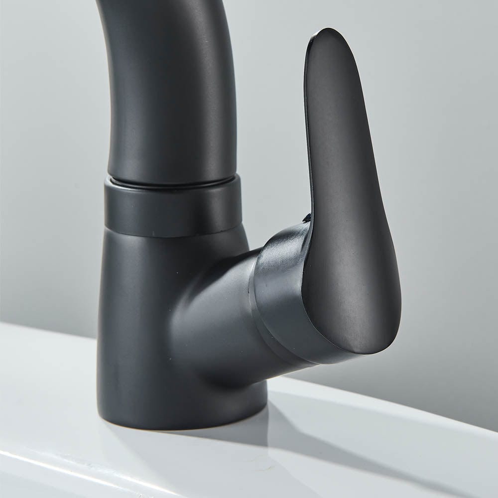 Baterie baie, model negru mat cu pipa retractabila