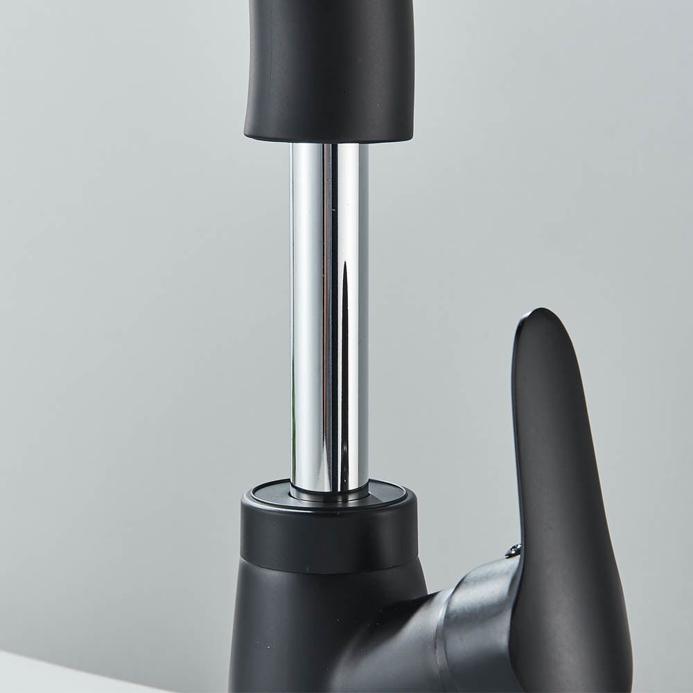 Baterie baie, model negru mat cu pipa retractabila