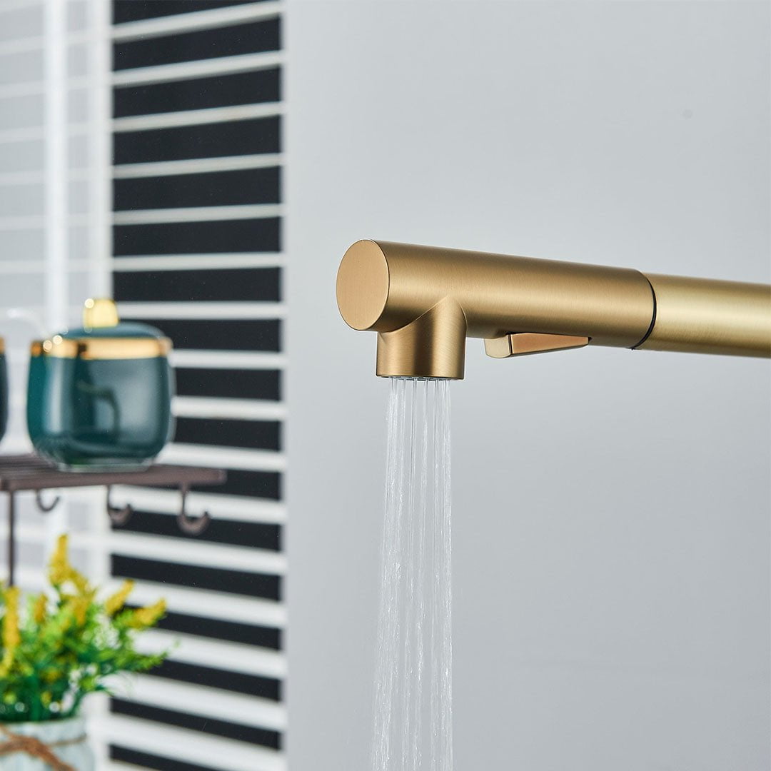 Baterie bucatarie, auriu periat