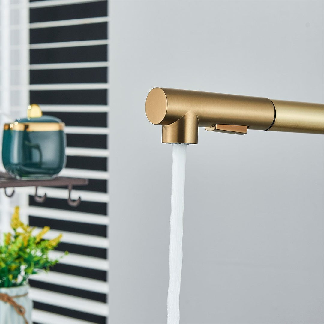 Baterie bucatarie, auriu periat