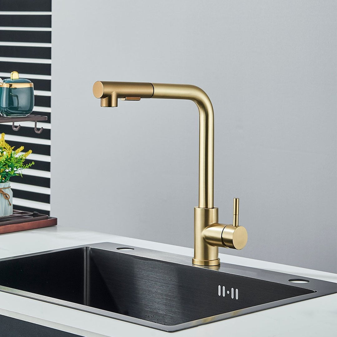 Baterie bucatarie, auriu periat