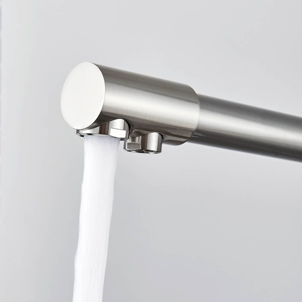 Baterie bucatarie cu 3 cai pentru filtru de purificare, argintiu nichelat (semi-lucios)