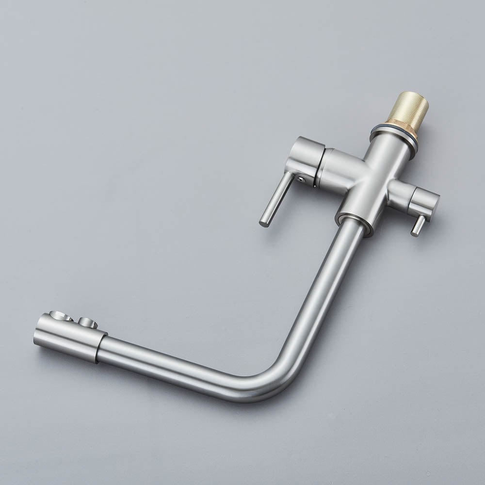 Baterie bucatarie cu 3 cai pentru filtru de purificare, argintiu nichelat (semi-lucios)