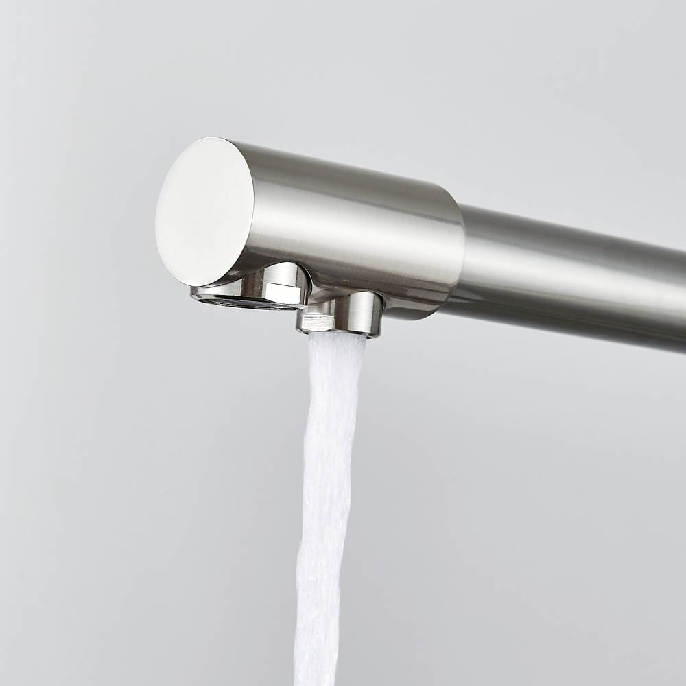 Baterie bucatarie cu 3 cai pentru filtru de purificare, argintiu nichelat (semi-lucios)