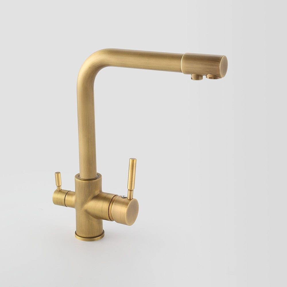 Baterie bucatarie cu 3 cai pentru filtru de purificare, auriu antichizat