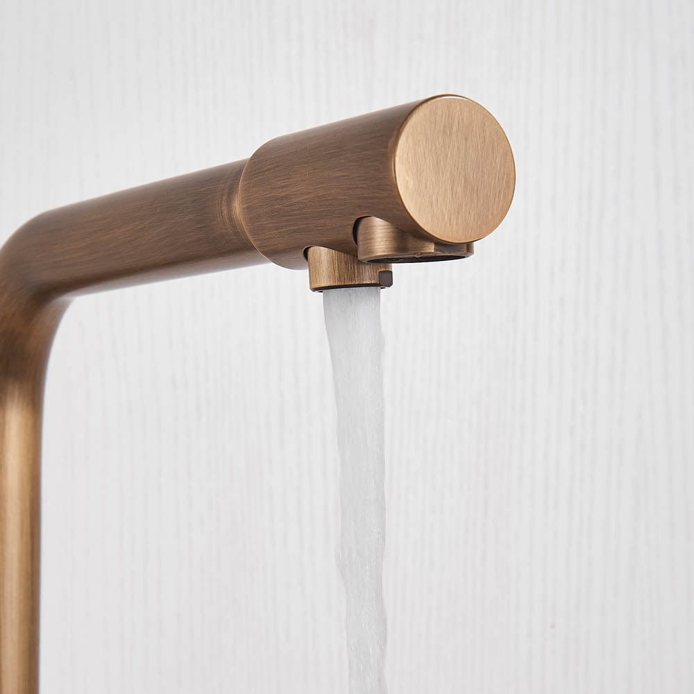 Baterie bucatarie cu 3 cai pentru filtru de purificare, auriu antichizat