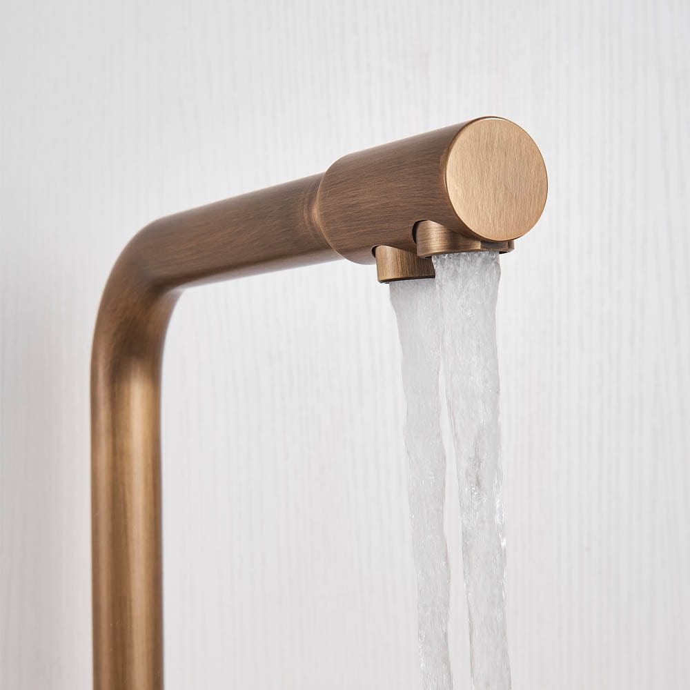 Baterie bucatarie cu 3 cai pentru filtru de purificare, auriu antichizat