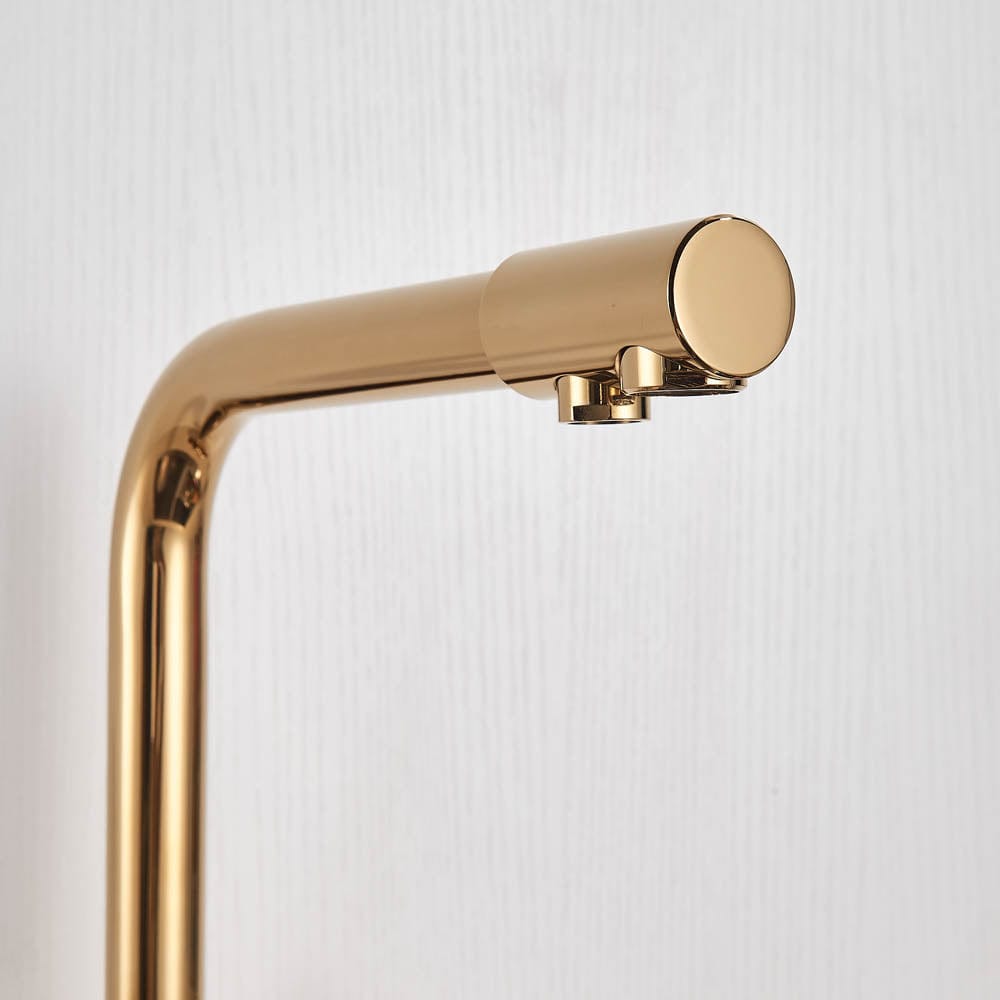 Baterie bucatarie cu 3 cai pentru filtru de purificare, auriu