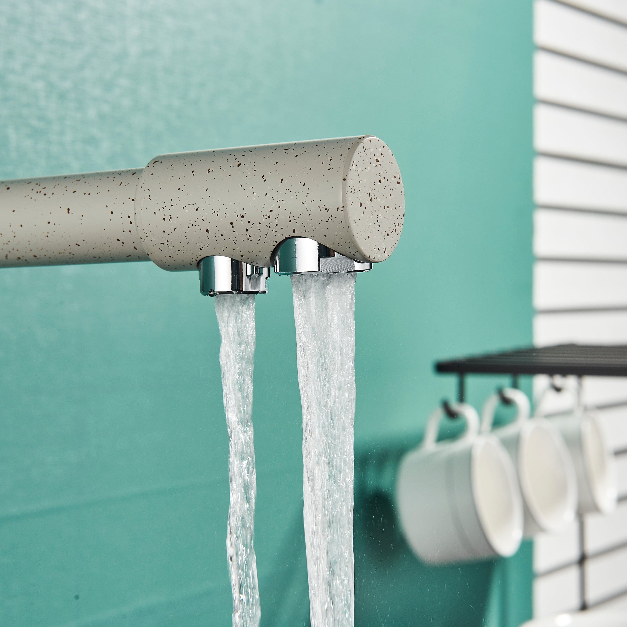 Baterie bucatarie cu 3 cai pentru filtru de purificare, culoare granit cu puncte mici